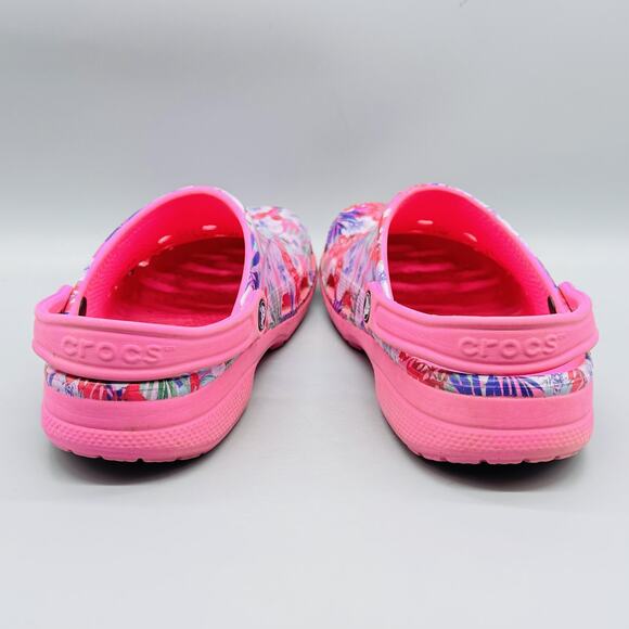 Crocs Shoes Womens 11 Pink Floral Classic Clog Mules Slip On Comfort Sandals - Picture 8 of 12